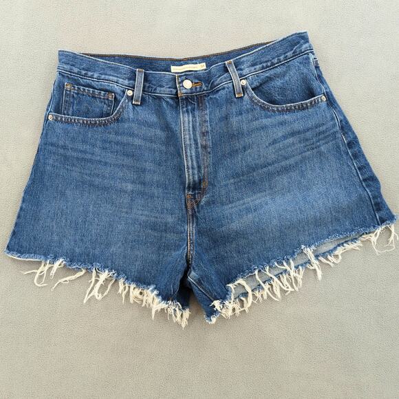 Levis Shorts Womens 34 High Waisted Mom Denim Raw Hem Casual 90s Coastal Staple - Picture 1 of 13